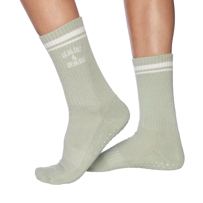 Souls. Women's Healthy & Wealthy Grip Crew Socks