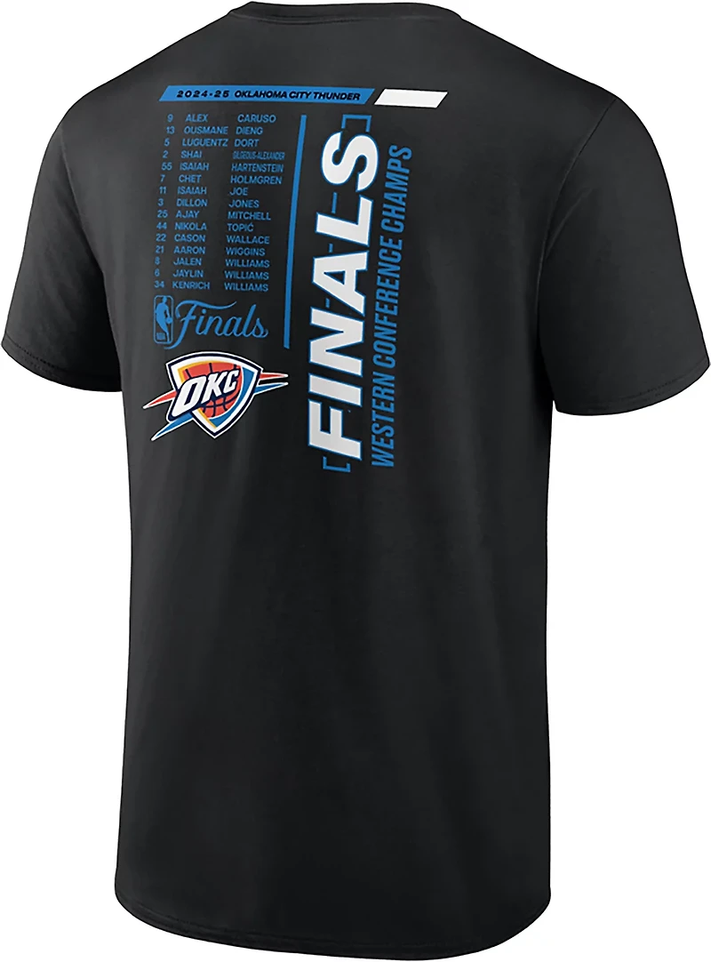 Fanatics Men's Oklahoma City Thunder 2025 Conference Champions Roster Buzzer Beater Short Sleeve T-Shirt