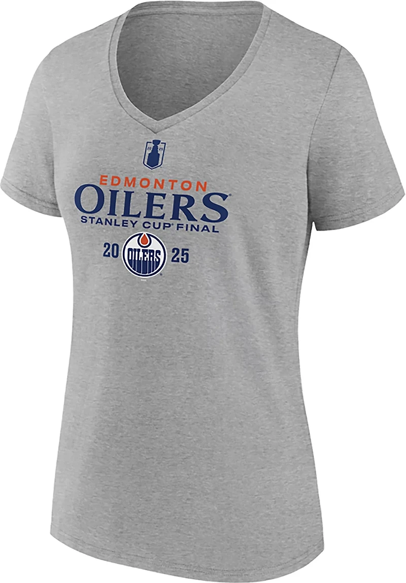 Fanatics Women's Edmonton Oilers 2025 NHL Conference Finals Participant Roster Cotton V Neck Short Sleeve T-Shirt