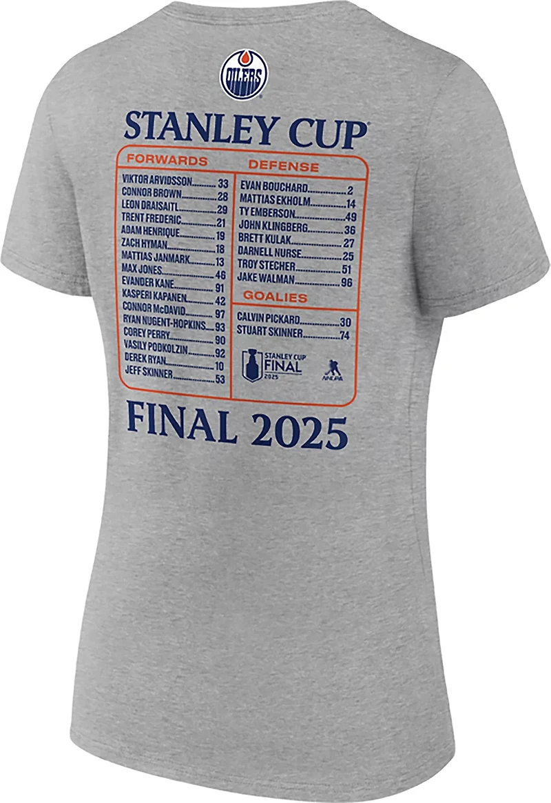 Fanatics Women's Edmonton Oilers 2025 NHL Conference Finals Participant Roster Cotton V Neck Short Sleeve T-Shirt