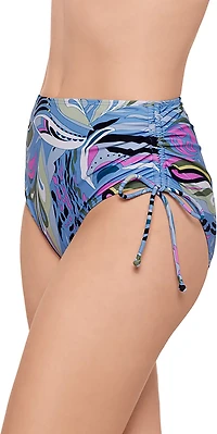 Salt + Cove Juniors' Scarf Swirl Shirred Side High Waist Swim Bottoms