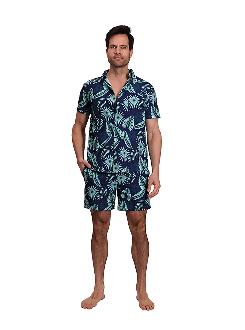 Beach Bros Men's Enlarged Leaves Cabana Swim Set