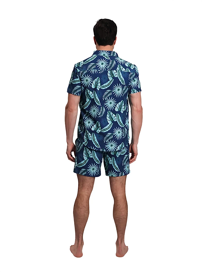Beach Bros Men's Enlarged Leaves Cabana Swim Set