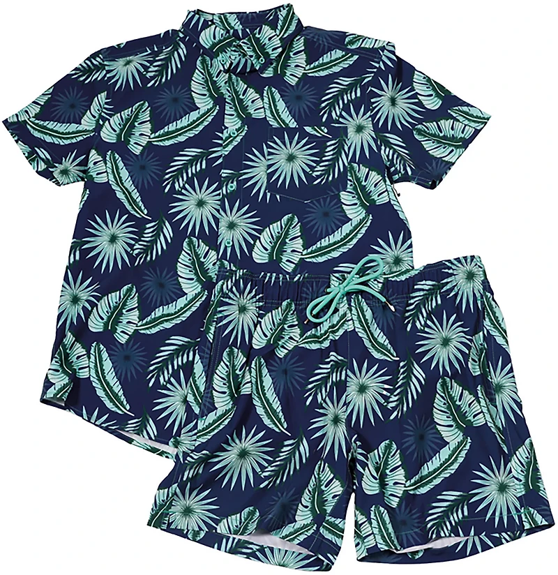 Beach Bros Men's Enlarged Leaves Cabana Swim Set
