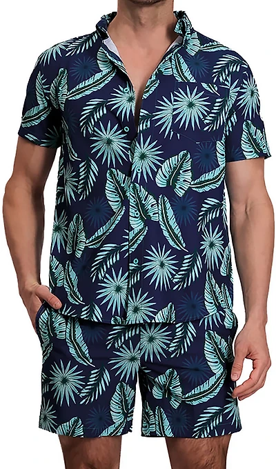 Beach Bros Men's Enlarged Leaves Cabana Swim Set