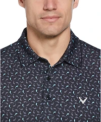Callaway Men's Dolphin Texture Print Short Sleeve Polo Shirt