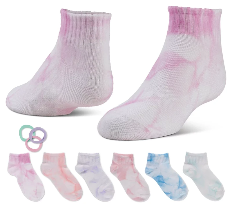 BCG Girls' Tie Dye Hair Tie Ankle Socks 6-pack