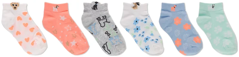 BCG Girls' Paws Hair Tie Ankle Socks 6-pack