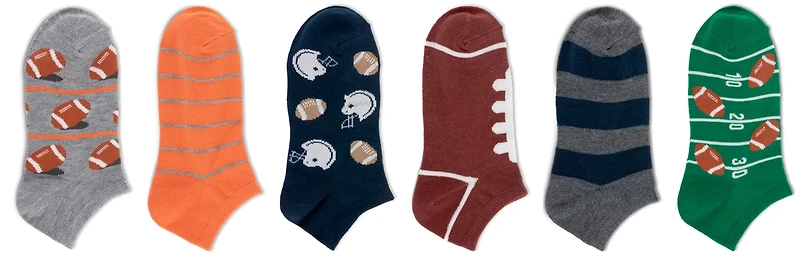 BCG Boys' Football No Show Socks 6-pack