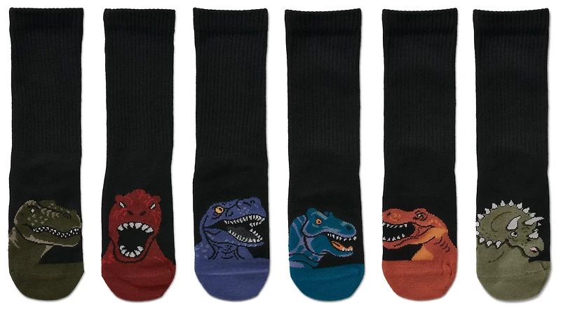 BCG Boys' Dino Crew Socks 6-pack