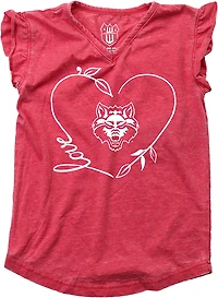 Wes and Willy Girls' Arkansas State University Heart Ruffle Sleeve Burnout Tank Top