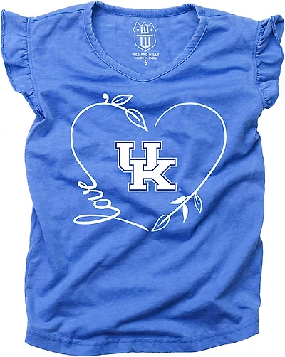 Wes and Willy Girls' University of Kentucky Heart Ruffle Sleeve Burnout Tank Top