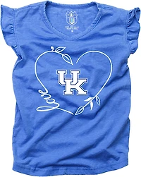 Wes and Willy Girls' University of Kentucky Heart Ruffle Sleeve Burnout Tank Top