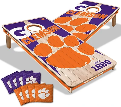 YouTheFan Clemson Solid Wood 2 ft x ft Cornhole Set