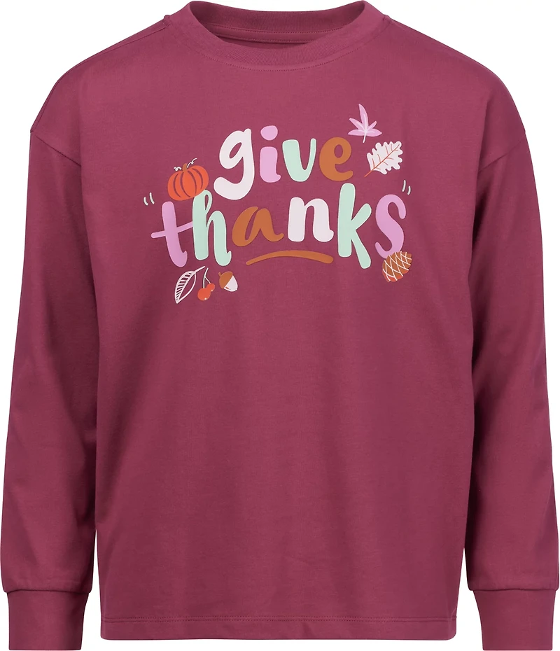 BCG Girls' Cotton Graphic Long Sleeve T-shirt