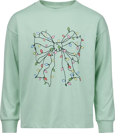 BCG Girls' Twinkle Bow Cotton Graphic Long Sleeve T-shirt