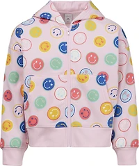 BCG Girls' Cotton Fleece Smiles Print Full Zip Hoodie