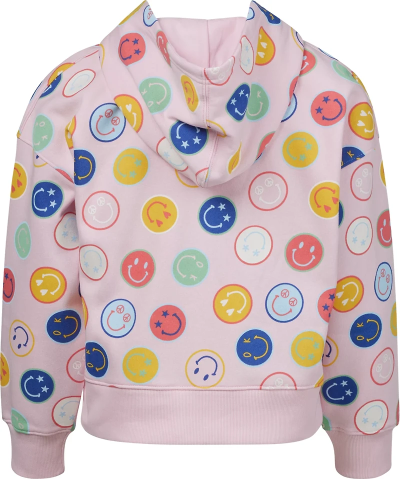 BCG Girls' Cotton Fleece Smiles Print Full Zip Hoodie