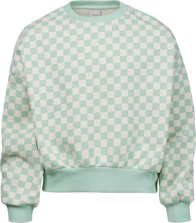BCG Girls' Cotton Fleece Check Cropped Crew