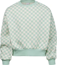 BCG Girls' Cotton Fleece Check Cropped Crew