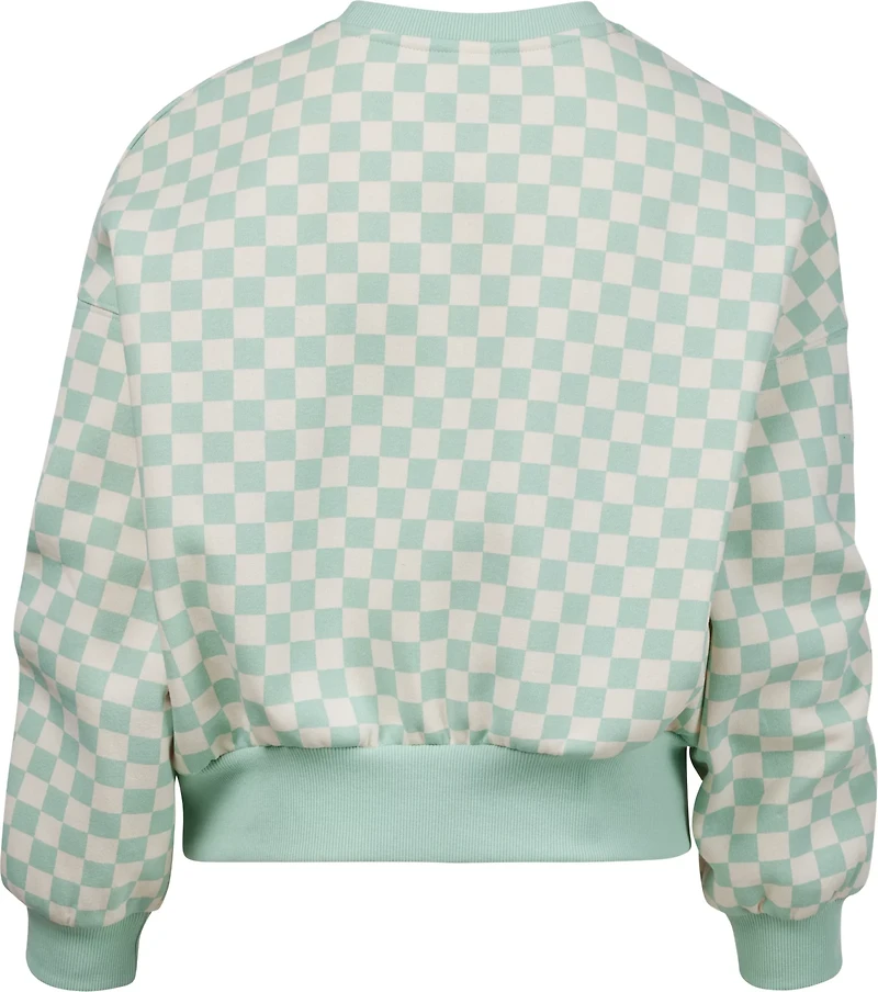 BCG Girls' Cotton Fleece Check Cropped Crew