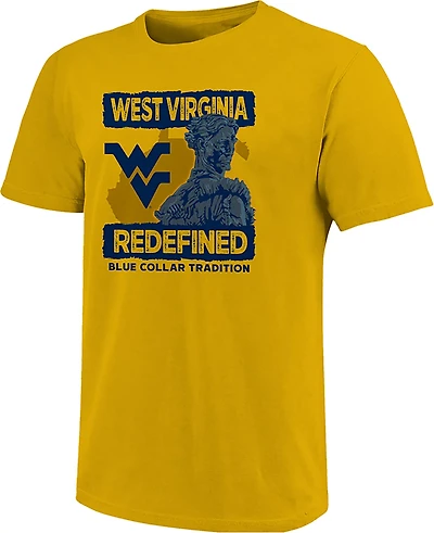 Image One Men's West Virginia Mountaineers Gritty Statue Stacked Fan Short Sleeve T-shirt