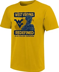 Image One Men's West Virginia Mountaineers Gritty Statue Stacked Fan Short Sleeve T-shirt