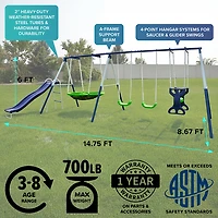 Sportspower Rosemead Metal Swing and Slide Set