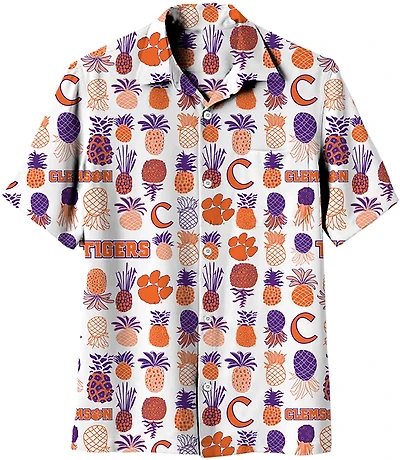 Wes & Willy Men’s Clemson University Pineapple Camp Button Down Shirt