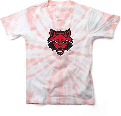 Wes & Willy Girls' Arkansas State University Logo Circle Tie Dye Graphic T-shirt