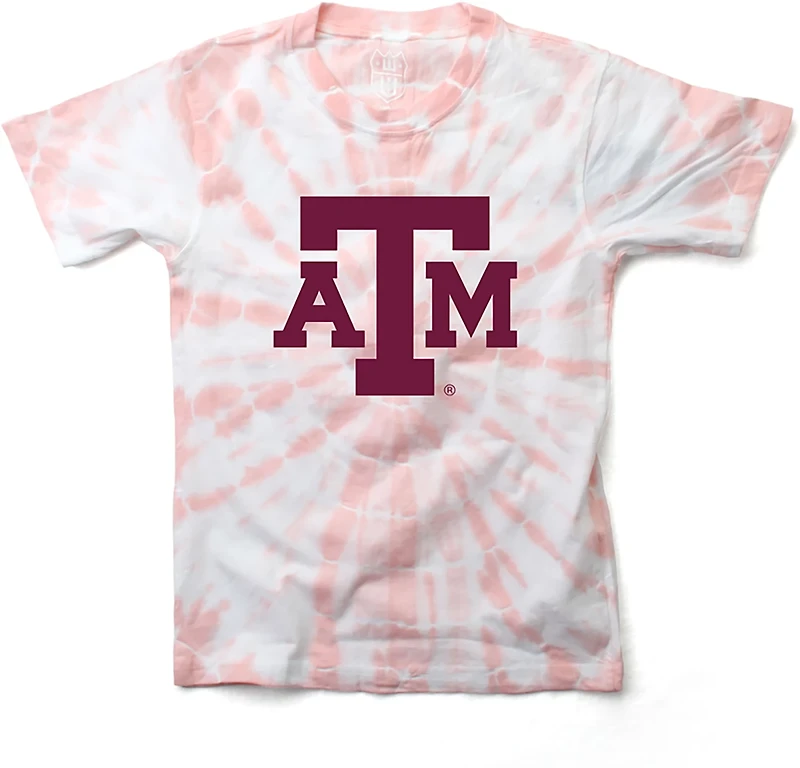 Wes & Willy Girls' Texas A&M University Logo Circle Tie Dye Graphic T-shirt