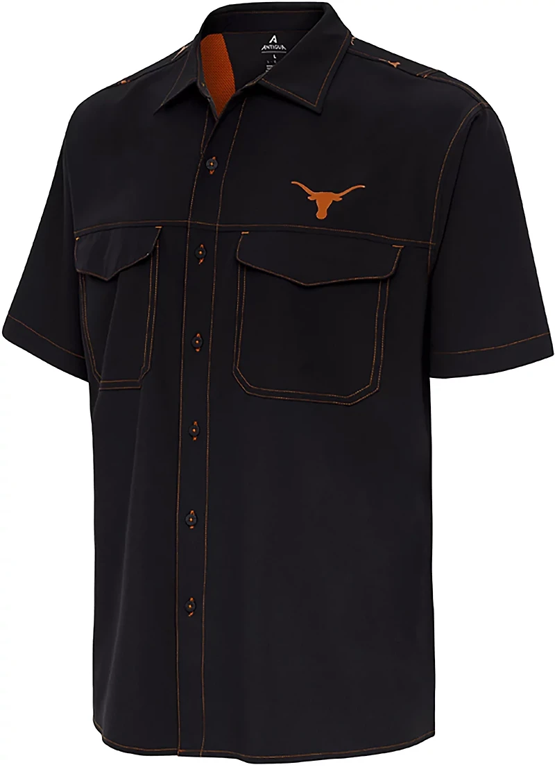 Antigua Men's University of Texas Scatter Print Button Down Shirt