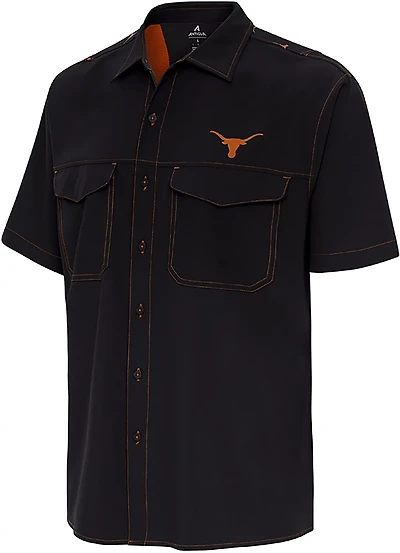 Antigua Men's University of Texas Scatter Print Button Down Shirt