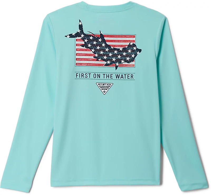 Columbia Sportswear Boys' Terminal Tackle PFG Fins and Stripes Long Sleeve T-shirt