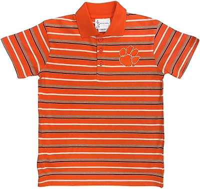 Two Feet Ahead Boys' Clemson University Multi-Stripe Polo Shirt