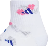 adidas Youth Girls' Cushioned Floral Graphic Quarter Socks 6 Pack