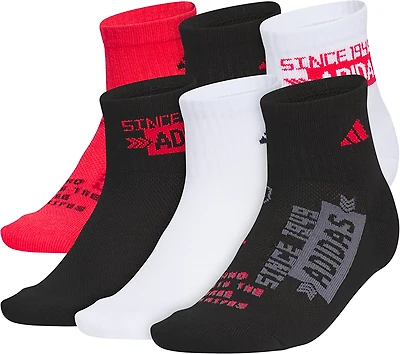 adidas Youth Boys' Cushioned Graphic Quarter Socks 6 Pack