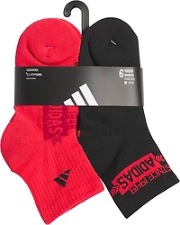 adidas Youth Boys' Cushioned Graphic Quarter Socks 6 Pack