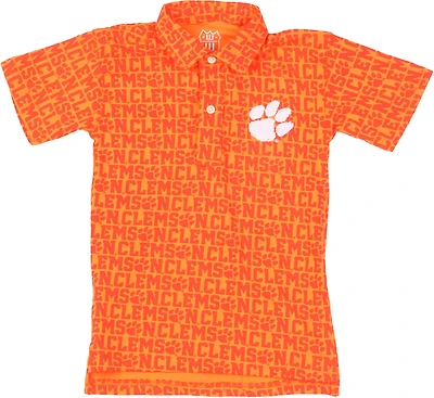 Wes & Willy Boys' Clemson University Allover Print Polo Shirt