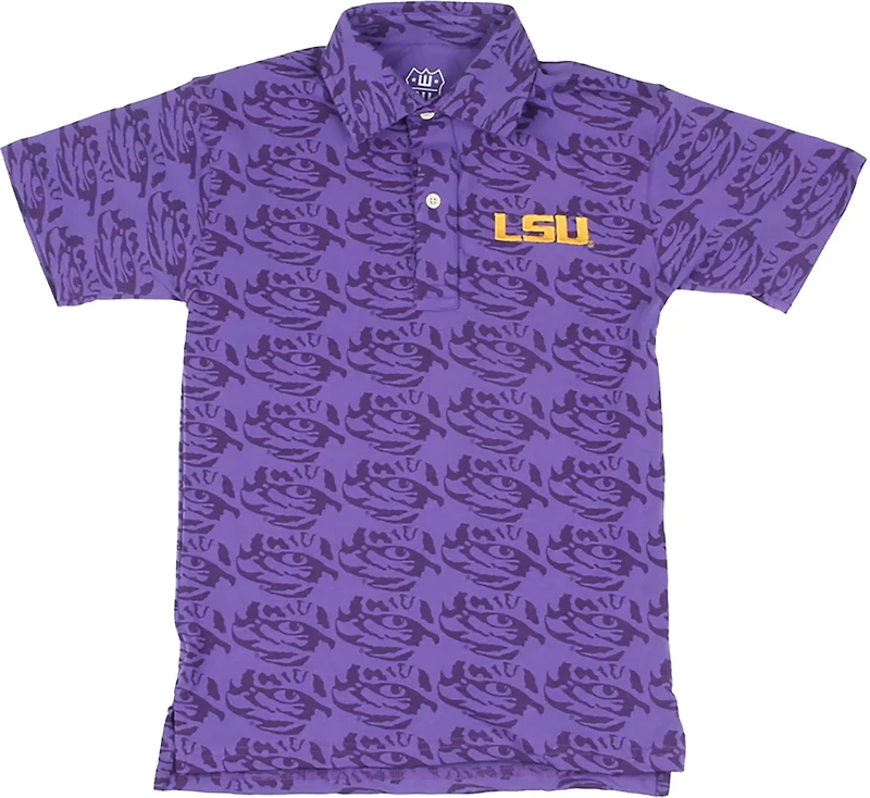 Wes & Willy Boys' Louisiana State University Allover Print Polo Shirt