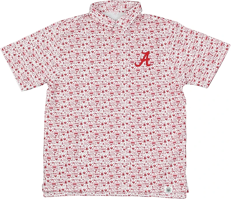 Wes & Willy Men's University of Alabama Allover Tailgate Print Polo Shirt