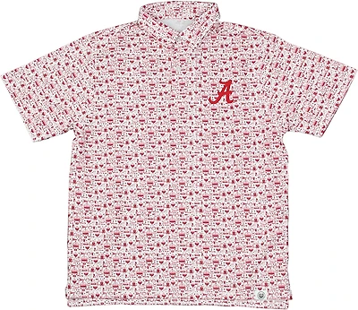 Wes & Willy Men's University of Alabama Allover Tailgate Print Polo Shirt