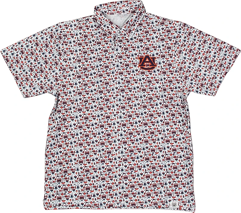 Wes & Willy Men's Auburn University Allover Tailgate Print Polo Shirt