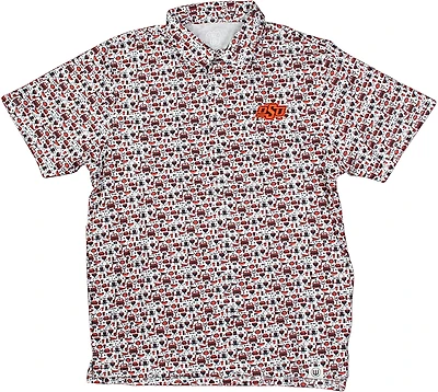 Wes & Willy Men's University of Oklahoma Allover Tailgate Print Polo Shirt