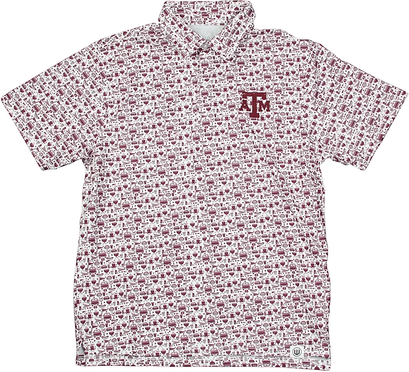 Wes & Willy Men's Texas A&M University Allover Tailgate Print Polo Shirt