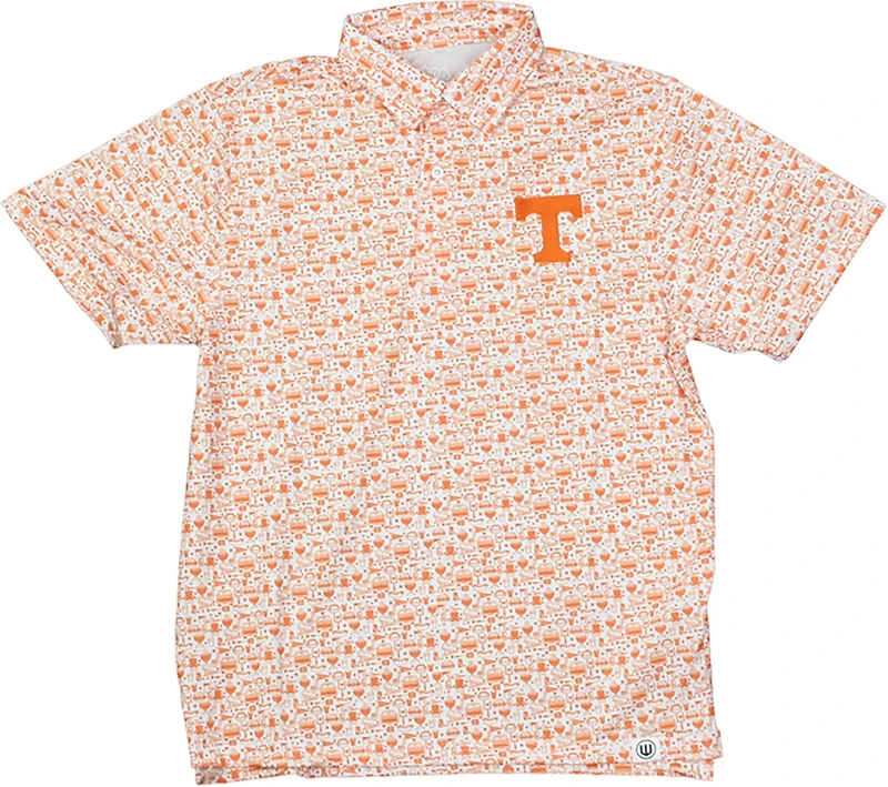 Wes & Willy Men's University of Tennessee Allover Tailgate Print Polo Shirt