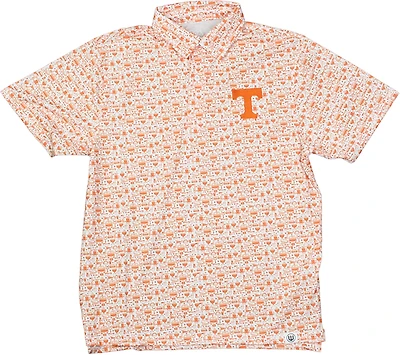 Wes & Willy Men's University of Tennessee Allover Tailgate Print Polo Shirt