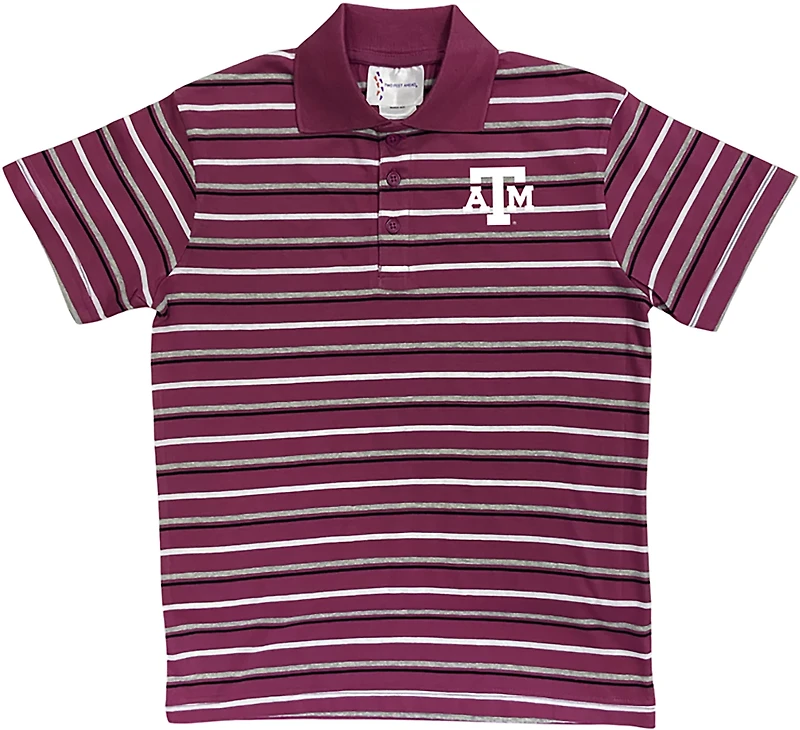 Two Feet Ahead Boys' Texas A&M University Multi-Stripe Polo Shirt