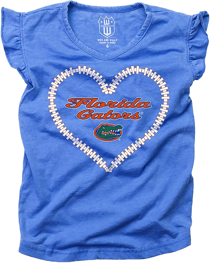 Wes & Willy Girls' University of Florida Heart Burnout Ruffle T-shirt