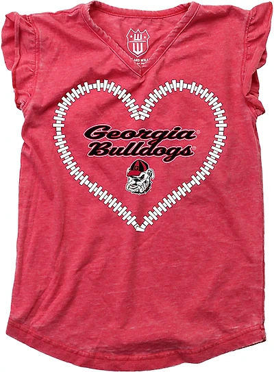 Wes & Willy Girls' University of Georgia Heart Burnout Ruffle T-shirt
